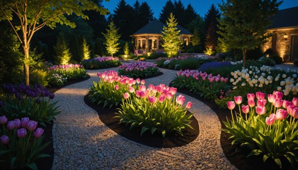 Comment illuminer ses massifs floraux à la nuit tombée ?