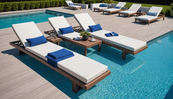 Plages de piscine en bois composite antidérapantes